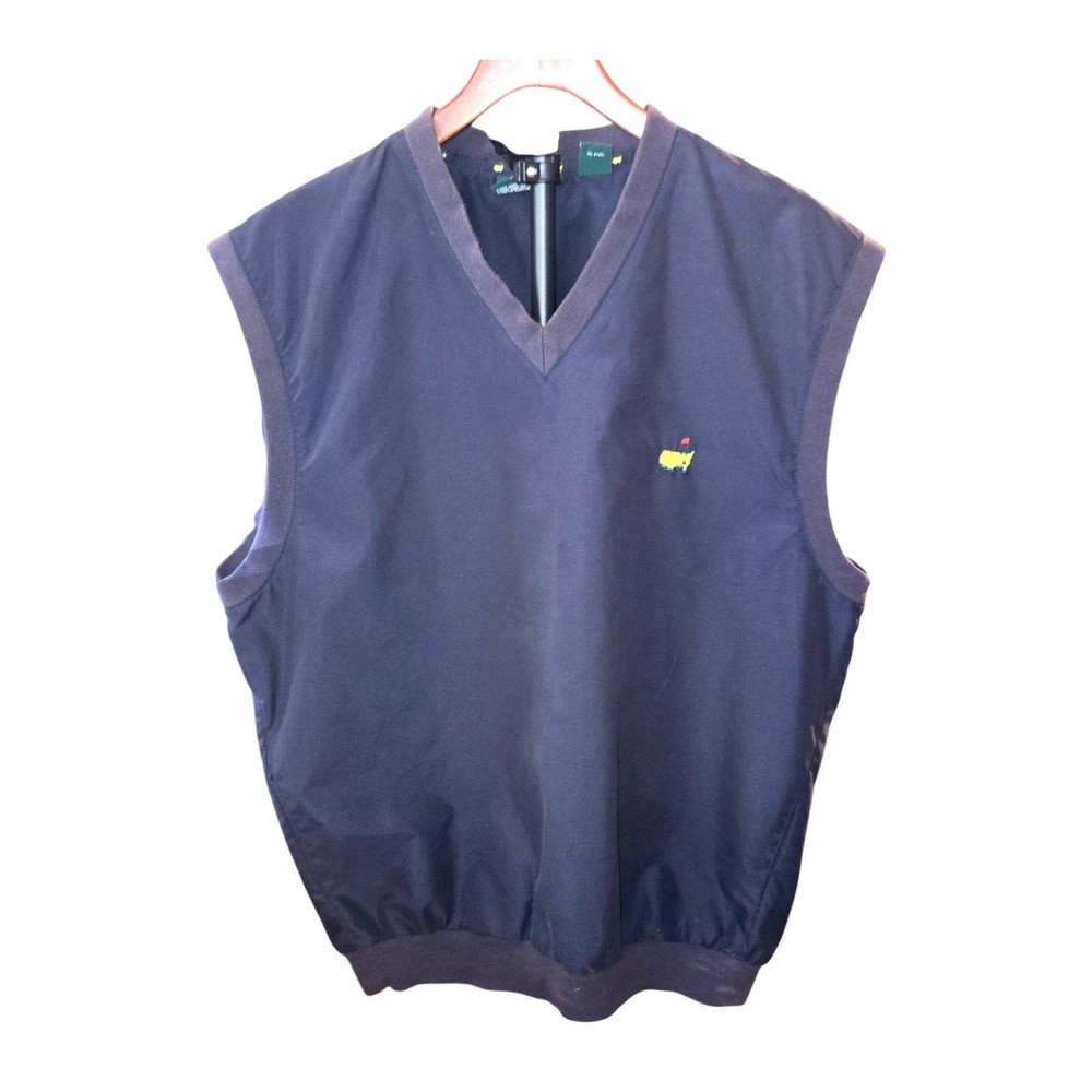 Masters Collection VTG 80's Golf Vest Mens L Navy Blue V-Neck Embroidered Logo